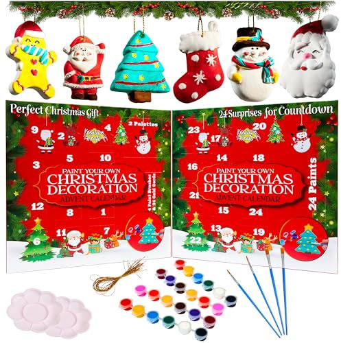 KreativeKraft Adventskalender 2025 Kinder 24-Tage-Countdown Kalender Weihnachtskalender DIY Kreiere Deine eigene Deko zum Weihnachtsschmuck
