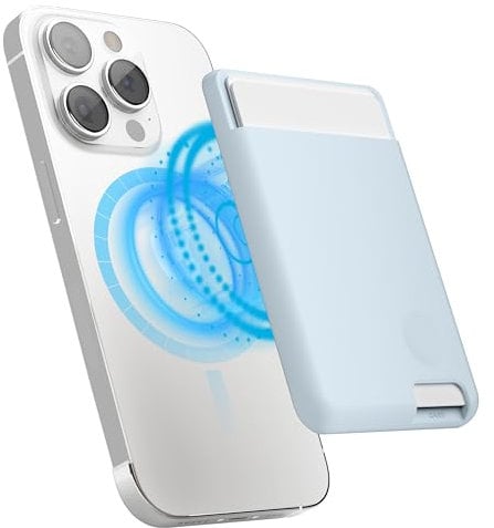elago Porte Cartes Magnétique 2 Cartes Compatible avec MagSafe, Compatible avec iPhone 16/15/14/13/12 Séries - Portefeuille Sécurisé pour Téléphone, Protection Contre Rayures et Dommages (Bleu Clair)