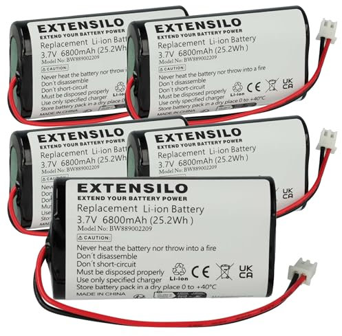 EXTENSILO 5X Akku kompatibel mit Villeroy & Boch Troll 2.0 78270-78284 Tischlampe, Nachttischlampe (6800 mAh, 3,7 V, Li-Ion)