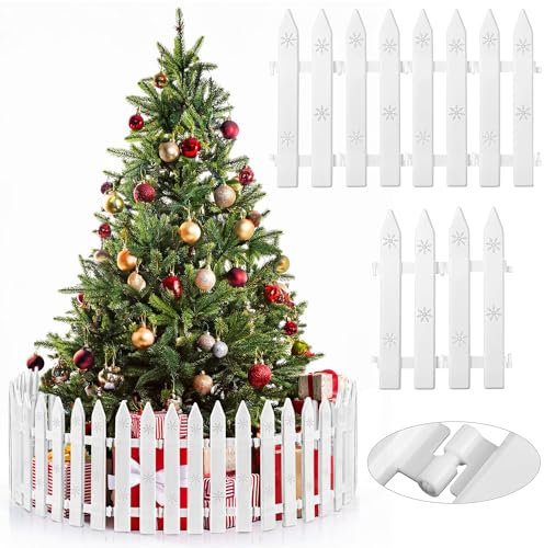 Aodaer 25 Pieces Christmas Tree Fences Plastic White Picket Fence 12 Inches Thick Mini Fence for Christmas Tree Pets Miniature Home Garden Wedding Party Decoration, White