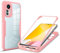 ILING Trasparente Cover per Xiaomi 12 Lite 5G, 360°Complète Protection Antiurto Custodia con Protezione Schermo Integrata, Ultra Sottile Hard PC Silicone TPU Bumper Caso (Rosa)
