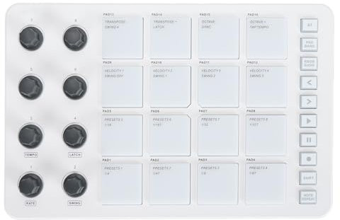 Kabelloser RGB-Drum-Pad-MIDI-Controller mit 16 Pads und 8 Knöpfen, USB-Beat Maker für Musikproduktionsstudio