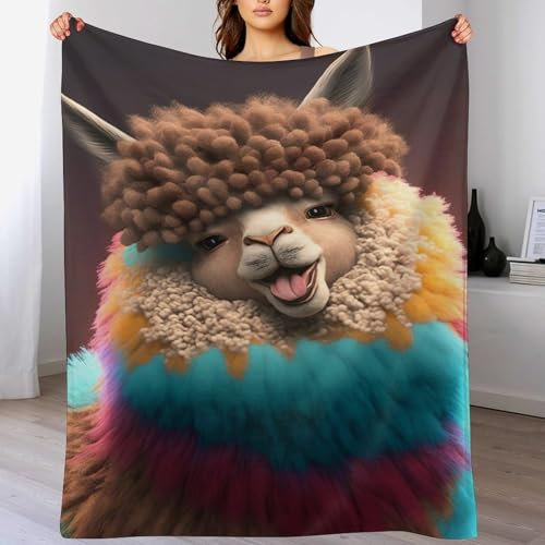 Alpaka Anime-Charaktere Decke Decke Flannel Sofadecke Strandtuch Teppich Picknickdecke Weich & Plüsch Umhang Für Schlafzimmer, Alle Jahreszeiten （100×130cm）