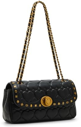 Betsey Johnson Icon Hearts Flap Bag, Schwarz, Einheitsgröße