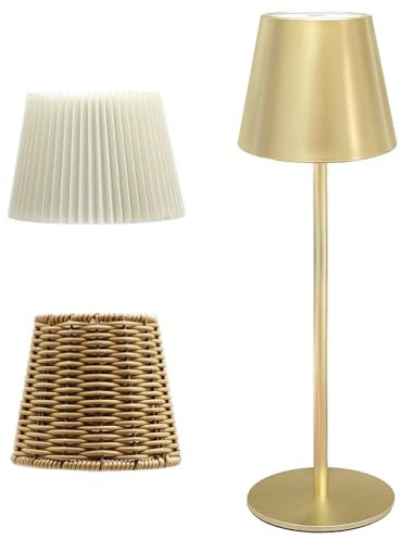 ANTELA Tischlampe LED Kabellos Goldene Dimmbare Tischleuchte Innen-Außen-Ambientebeleuchtung 3000K/4000K/5000K,1PC