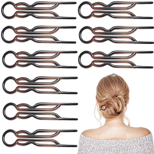 10Pcs French Twist Hairpin Hair Pin, French Twist Hair Pin, French Hairs Fork Lightweight Bobby Pins Brown Hairpin Elegant U Shaped Hairpins, Hair Bun Pins Hairpins for Women and Girls