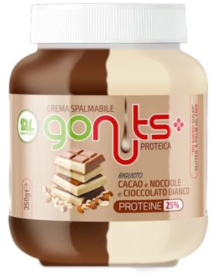 Crema Spalmabile Proteica Gonuts Cacao Nocciole e Cioccolato Bianco, Daily Life Anderson Reasearch, 350 Grammi