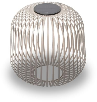 LUUK Studio Portable Solar Gartenleuchte, großes Windlicht für draußen, LED Tischlaterne, Balkonlicht, wetterfeste Outdoor Beleuchtung nach IP65, Designleuchte & minimalistische Deko, Nomad Braun