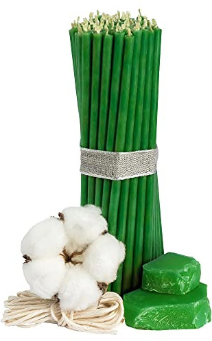 Ritualkerzen aus natürlichem Bienenwachs – 20 Stück – 16 cm – 7 Farben zur Auswahl – Ideal für Rituale & Meditation (Grün)