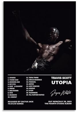 Travis Poster Scott Music Rapper Singer Album Cover Poster Für Zimmer, Ästhetische Leinwand-Wandkunst, Schlafzimmer-Dekor Poster 20x30inch(50x75cm)