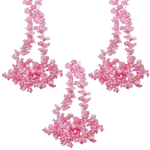 3 Stück Künstliche Blumen Girlande 180CM Kirschblüten Girlande Blumengirlande Rosa Kunstblumen Hängend Blumenranken Künstlich Sakura Hängepflanzen Wetterfest Deko für Hochzeit, Party, Haus, Garten