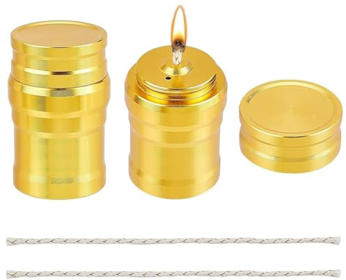 Kueohse 2PCS Portable Metal Mini Alcohol Burner Lamp Metal Alcohol Stove with Cotton Cord for Household Outdoor Camping