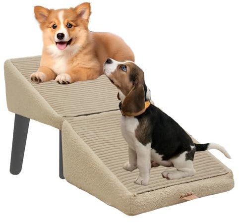 Escalier en bois pour chien, pliable et antidérapant, aide à la mobilité, 30 x 30 x 20 cm, adorable échelle souple réglable pour animaux domestiques pour chats et chiens, canapé, lit, voiture, piscine