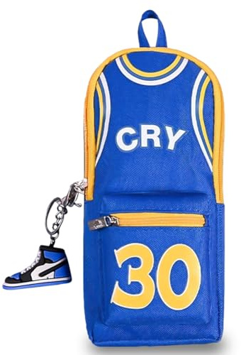 QWEPU Basketball Federmäppchen, Basketball Star Player Federmäppchen,Große Aufbewahrung Farbe Bleistift Tasche Tragbar für Schule Mädchen Jungen Büro Damen Geschenk （21 * 10 * 8cm） (Blau 30)