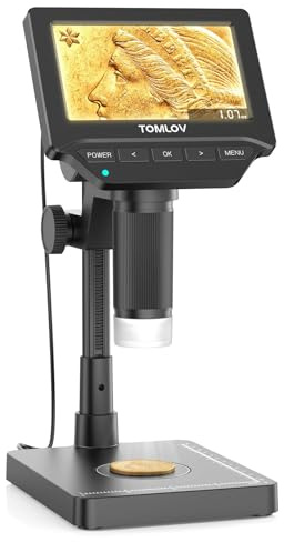 TOMLOV DM4W 4,3 IPS Microscopio per Monete con Bilancia, Precisione 0,1g