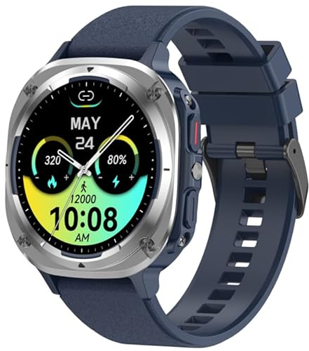 TIMU Smartwatch Herren, 1.45 AMOLED Smart Watch Herren mit Anrufe tätigen/Empfangen, 115+Sportmodi Fitnessuhr mit Herzfrequenz/Schrittzähler/Schlafmonitor, IP68 Wasserdicht Sportuhr für Android iOS