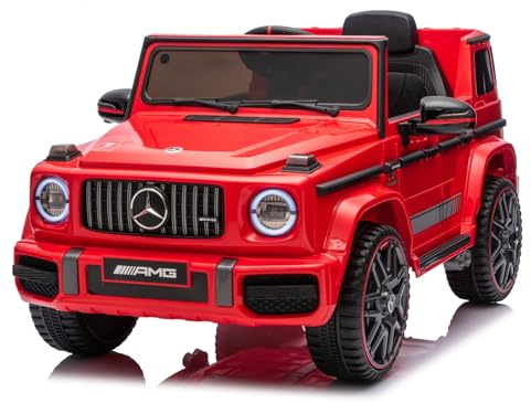 LALAHO Kinder Elektroauto Mercedes G63,12V 7ah,Rot | mit 2.4G Fernbedienung, Kinderauto Kinderfahrzeug，Elektrofahrzeuge für ab 3 Jahre