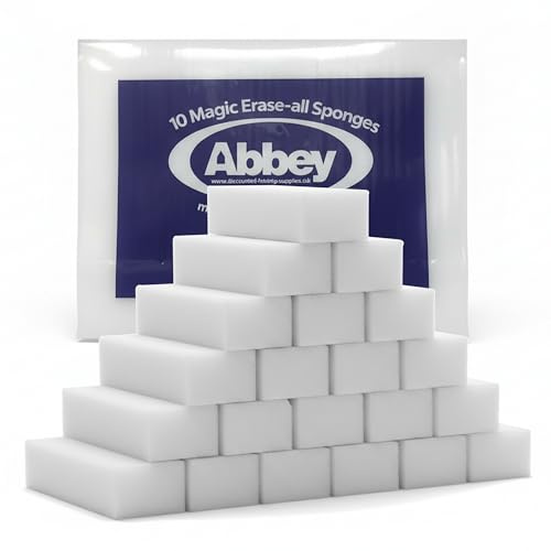 Abbey 30 White Magic Eraser Sponge for Cleaning – Cleaning Melamine Sponges for Stain & Mark Removal – Magic Eraser Sponge for Walls, Kitchens, Bathrooms, Paint Eraser -Dust Sponge 9.9x6x2.5cm (30)