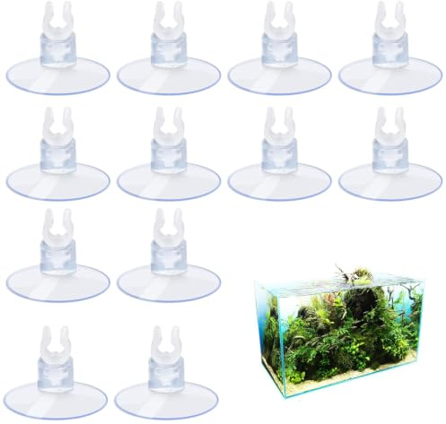 ZMaglorian Ventose per Acquario 12 Pezzi, Supporti Trasparenti per Tubi 4-6mm - Accessori per Acquario per Fissaggio Tubi Aria e CO2