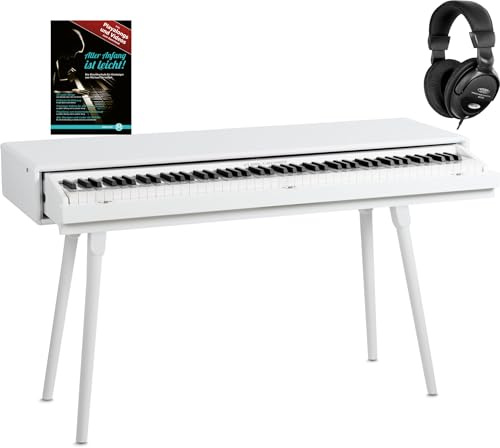 Classic Cantabile DP-730 WL Digitalpiano Deluxe Set - 88 Tasten mit Hammermechanik, versenkbare Tastatur, 3 Pedale, USB to Host, MIDI In/Out, Pianobank, Kopfhörer, Klavierschule, Weiß matt