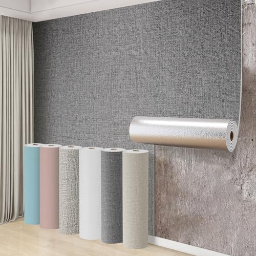 Swehooirt Self Adhesive Thermal Wallpaper 3mm Thick Peel and Stick Wallpaper for Bad Cold Walls Textured Grey Insulating Wall Covering Roll Waterproof Damp Proof Ceiling Bathroom