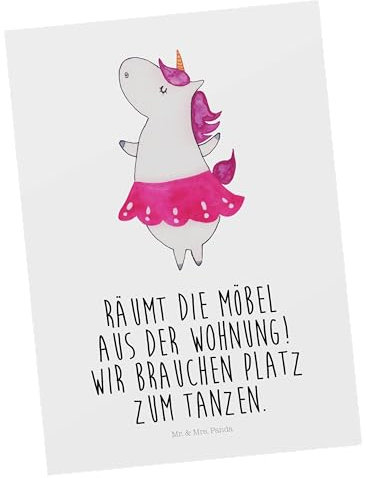 Mr. & Mrs. Panda Postkarte Einhorn Ballerina - Geschenk, Geburtstagskarte, Einhorn Deko, Einhörner, Einladungskarte, Geschenkkarte, Ansichtskarte,