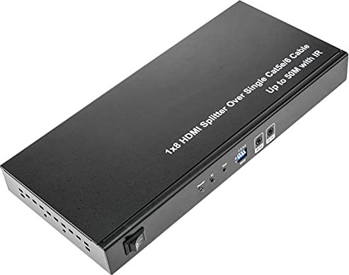 BeMatik - 8-Port HDMI Splitter Extender Multiplikator über Cat.5e Ethernet Kabel 50 m mit IR