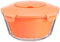 PASABAHCE 4995806 - Arrocera microondas Zest de cristal con cesta de plástico y tapa de material antideslizante, naranja, 2,2 l
