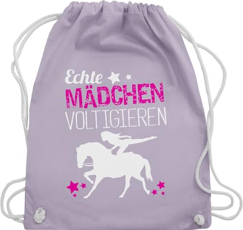 Shirtracer Turnbeutel Rucksack - Pferde - Taschen - Echte Mädchen voltigieren - Unisize - Pastell Lila - voltigiertasche stalltasche pferd pferdeliebhaber volti beutel voltigierbeutel pferdebeutel