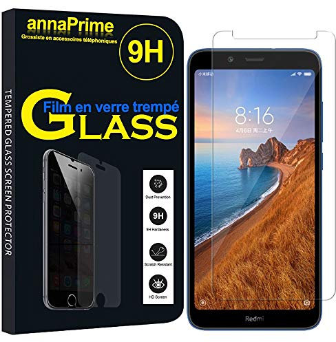 annaPrime® 1 Film Vitre Verre Trempé de Protection d'écran pour Xiaomi Redmi 7A 5.45 MZB7995IN M1903C3EG M1903C3EH M1903C3EI (Non Compatible Xiaomi Redmi 7 6.26) - Transparent