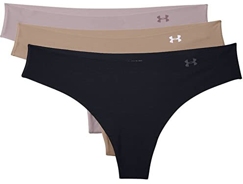 Under Armour Womens 3 Pack Thongs Black/Beige L