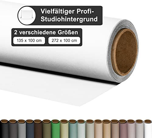 Walimex pro Fotohintergrund Weiß aus Karton 2,72x10m I Fotohintergrund Rolle für den professionellen Fotostudio Einsatz I Ideal für Produktfotografie I reflexfrei, strapazierfähig & zum Rollen