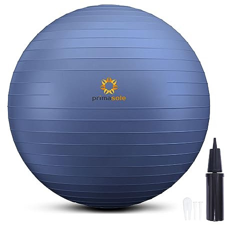 primasole Gymnastikball für Balance, Stabilität, Fitness, Workout, Yoga, Pilates, Zuhause, Büro und Fitnessstudio, 55 cm, Indigoblau