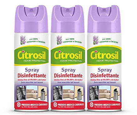 Citrosil Home Protection - Spray Disinfettante Superfici Multiuso, Elimina Fino al 99,9% dei Batteri, con Vere Essenze di Lavanda, 300 ml x 3 Confezioni