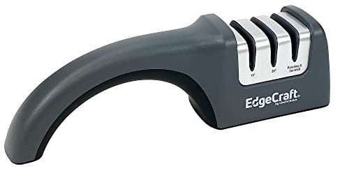 EdgeCraft Manual Knife Sharpeners 15 and 20-Degree for Serrated and Straight Knives Diamond Abrasives, 2-Stage, Gray