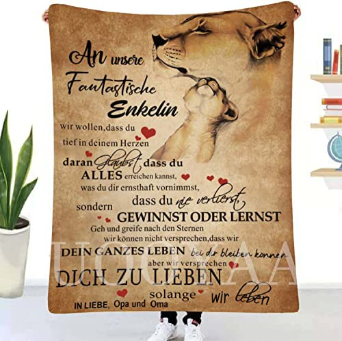 UOOYAA Kuscheldecke Personalisierte Decke An Meine Enkelin,Enkelin Decke Deutsche Nachricht Briefdecke Positiv Ermutigen Wohndecke für Couch Bett Tv-Deckenk(An Meine Enkelin-M