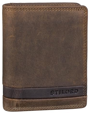 STILORD 'Sander' Mini Geldbörse Herren Leder Portemonnaie RFID Schutz Kleine Brieftasche mit Münzfach Vintage Geldbeutel Slim aus echtem Leder, Farbe:mittel - braun