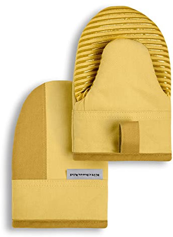 KitchenAid Beacon Two-Tone Mini Oven Mitt Set, 5.5x8, Majestic Yellow
