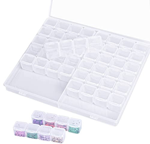 Jinlaili 56 Gitter Kunststoff Aufbewahrungsbox, Diamond Painting Zubehör Boxen, Mini Waren Sortierkästen, Klar Sortimentskasten für kleine Gegenstände, Stickerei Sortier, Diy Handwerk, Nägel, Perlen