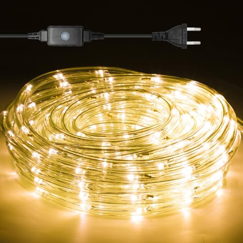 Randaco 40m LED Lichtschlauch, 960 LED Lichterschlauch Außen, IP20 Deko und Beleuchtung LED Schlauch, Schwarz Controller mit Memory-Funktion, für Garten, Party, Hochzeit, Halloween, Warmweiß