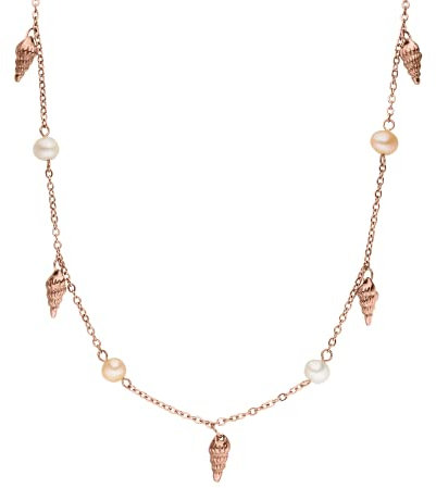 Purelei® Akala Kette – Edler Schmuck mit Muschelanhängern & echten Süßwasserperlen, perfekt kombinierbar (Rosegold)
