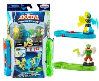 Akedo Legenden Powerstorm Duell-Set, 2 Miniatur-Kämpfer und 2 Kampf-Controller Shortout VS Sandtrap