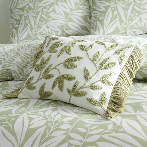 Catherine Lansfield Tufted Sorrel Leaves Cotton 30x40cm Cushion Green