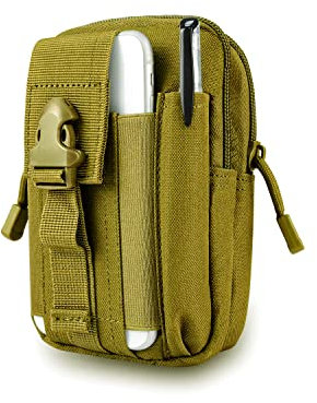 Sac Tactique Ceinture, Leskyair Sac Ceinture Homme Nylon Sacoche Multifonctionnel Molle EDC Gadget Sac pour Téléphone, Camping, Randonnée, Vélo, Escalade et Voyage Marron