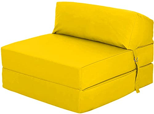 Ready Steady Bed Komfortabler Z-Fold Klappstuhl | Leichtes Futon-Sofa | Weicher, wasserabweisender Bezug | Ergonomisch gestaltete Zbed Faltbare matratze (Gelb)