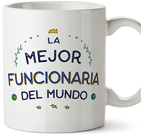 MUGFFINS Tazas para FUNCIONARIA mujer - En Español - Mejor del Mundo - 11 oz / 330 ml - Regalo original y divertido