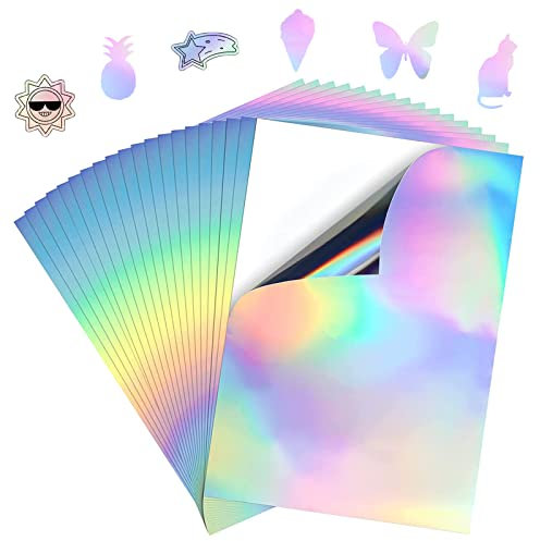 Hologramm Papier a4, 20 Stück Holographische Aufkleber Papier, Vinyl Aufkleber Papier, Cubic Coating für Laser Und Tintenstrahldrucker Vinyl Folie Sticker Schnell Trocknen für Diy Aufkleber (30*21cm)