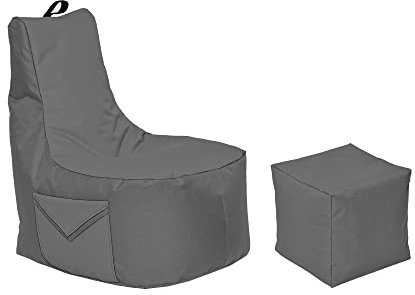 Momiralland Big Gamer Sitzsack mit Lehne Sitzkissen Beanbag BodenKissen Sessel In- & Outdoor geeignet Gaming mit PC Xbox & Playstation (Anthrazit)