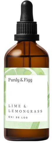 Purdy & Figg | Oh! de Loo Toilet Freshener | 100ml | Lime & Lemongrass Natural Air Freshener Spray | Odour Eliminator for Bathroom & Home | Essential Oil-Based Deodoriser | Uplifting Citrus Scent