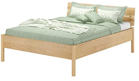 Erst-Holz®Metallfreies Doppelbett Eschenholz mit Lattenrost 160x200 Tischlerarbeit V-60.90-16K